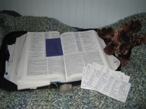 Bible and prayer cards